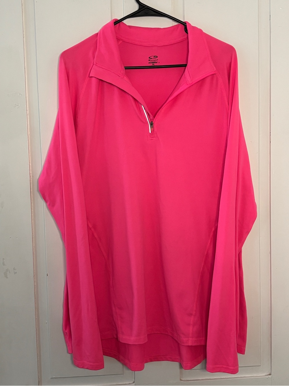 Champion Women's Hot Pink 3/4 Quarter-Zip DuoDry+ Long Sleeve Performance Top